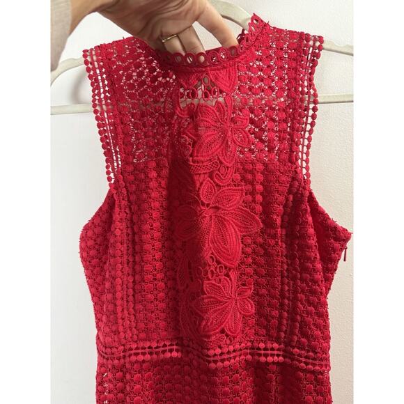 Whistles Crochet Lace Sheath Dress Coquette Date Bohemian Sexy Valentine Red 6 - Picture 3 of 9